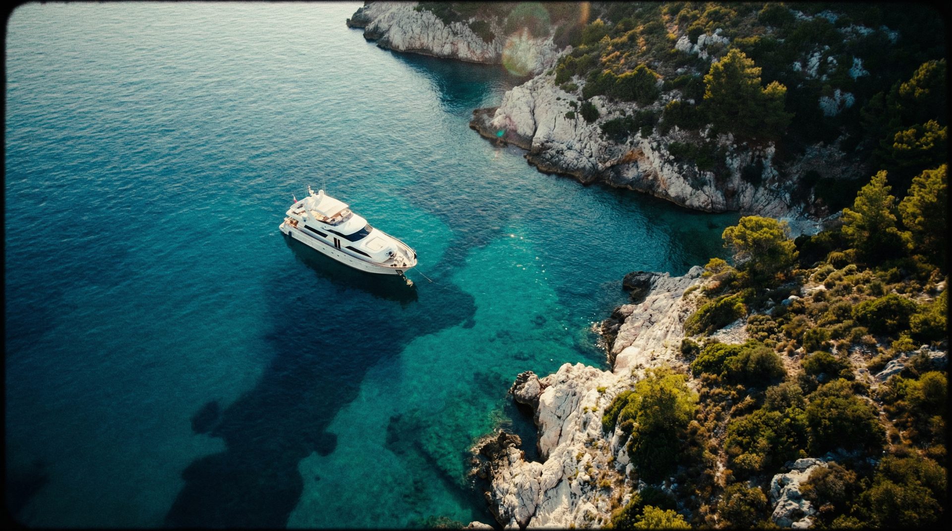 Aerial view yacht Dubrovnik